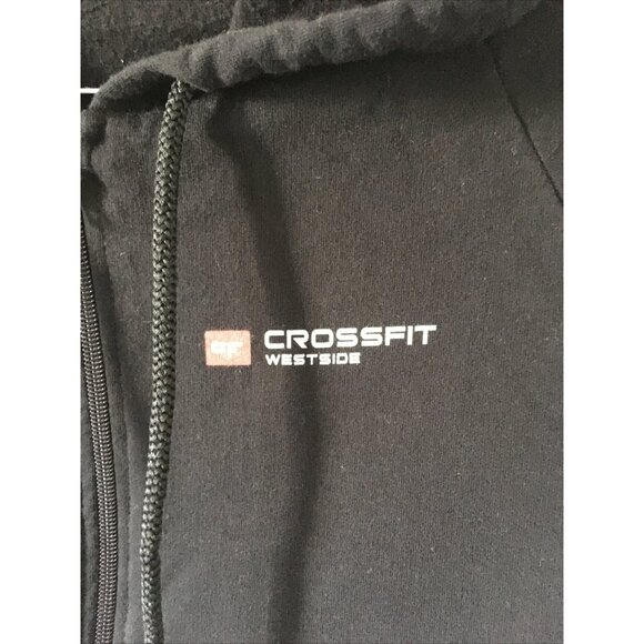 California Fleece CrossFit Hoodie Black Long Sleeves Zip Up Pockets Print Size M - Picture 5 of 7